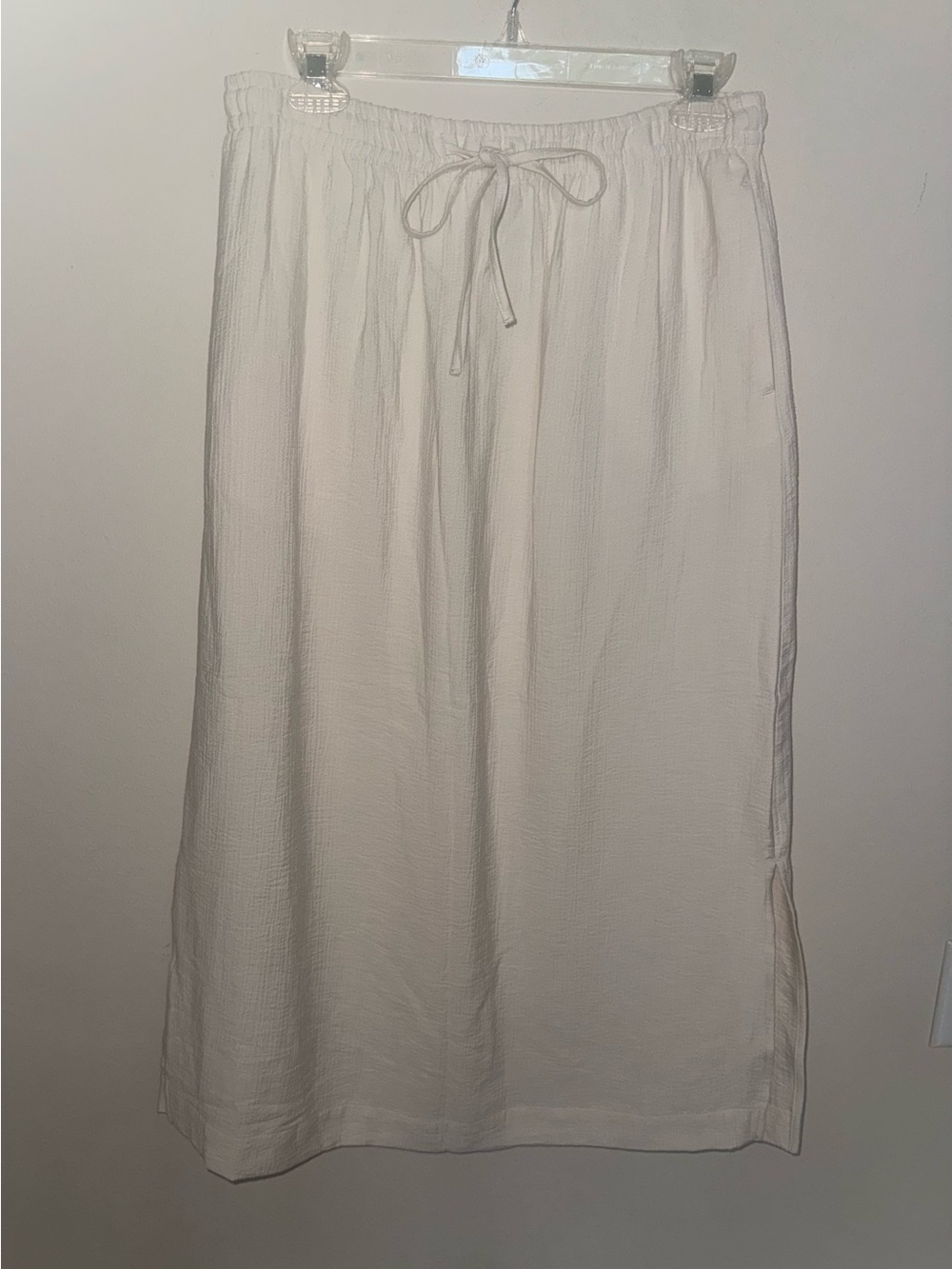 -A New Day Lightweight Cream Drawstring Midi Skirt M
